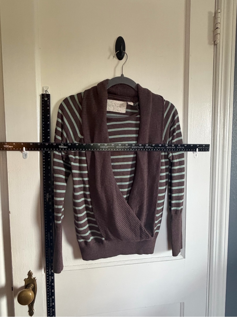 Anthropologie Brown and Mint Striped Sweater